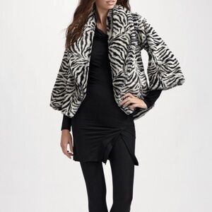 NWT Alice + Olivia Faux Fur Zebra Jacket